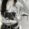 VAYLA Gothic Goth Style Tshirt Women Autumn Long Sleeve Grunge Crop Tops Vintage T-shirt Harajuku Tees Streetwear Clothes Punk