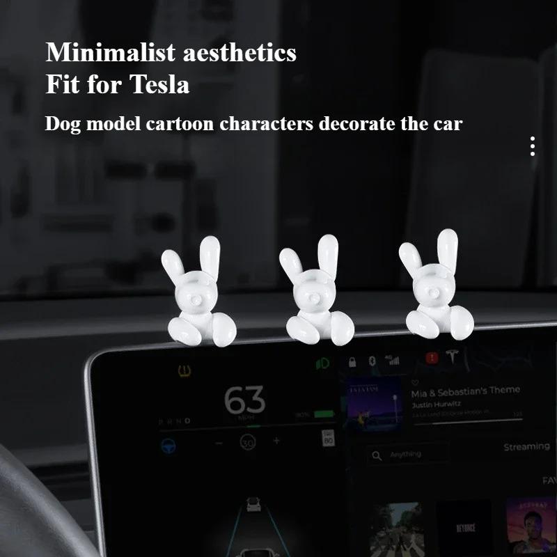 Car Style Decorative for Tesla Model Y Launch Model 3 Highland Central Screen Mini Puppy Dog Ornaments Car Interior Accessories