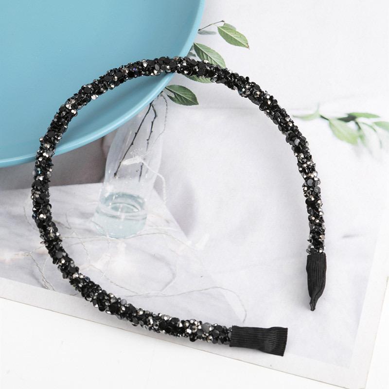 Fashion Korea Crystal Soft Headband for Women Rhinestone Hairband Beads Bezel Girls Hair Accessories Simple Headwear