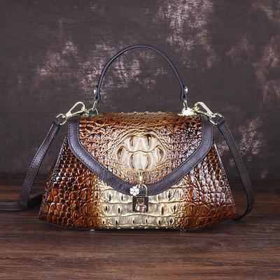 Tašky přes rameno se vzorem krokodýl Hovězí kůže Dámská kabelka Crossbody Vintage Design Značka Móda Kabelka Kabelky z pravé kůže