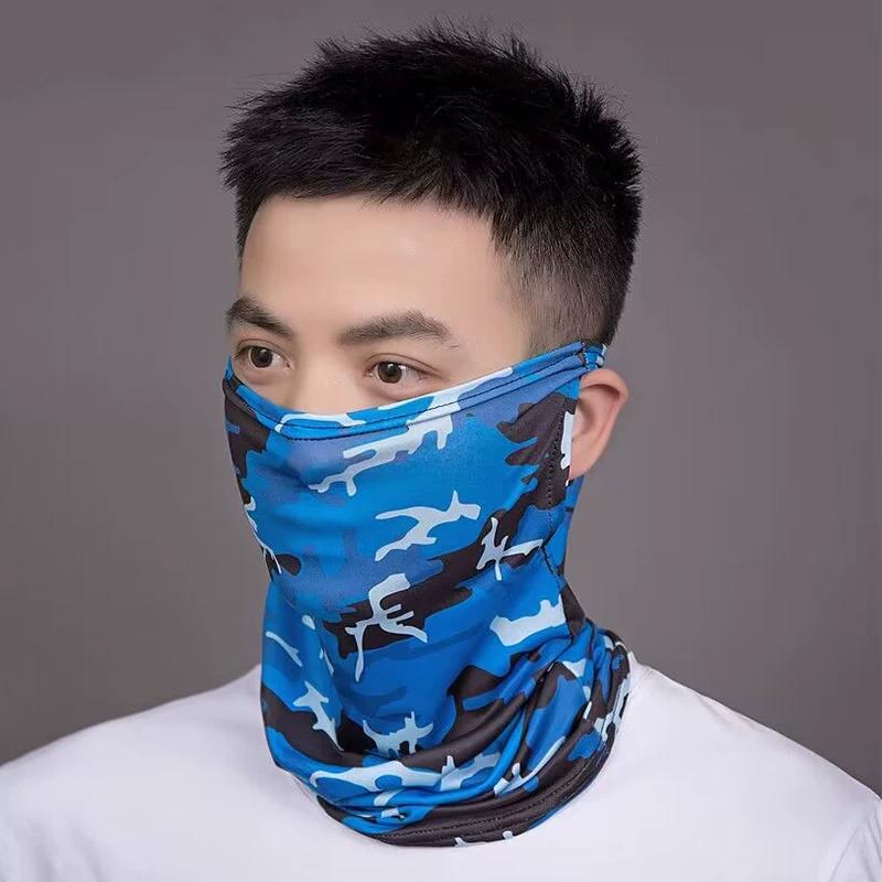 Outdoor Sun Protection Ice Silk Scarf for Men, Summer Neck Protection, Face Covering, Thin Breathable Cycling Bicycle Face Scarf