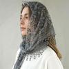 Floral Lace Triangle Scarf: Breathable Solid Color Veil for Women