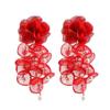 Bohemian Pearl Inlaid Floral Tassel Earrings for Women