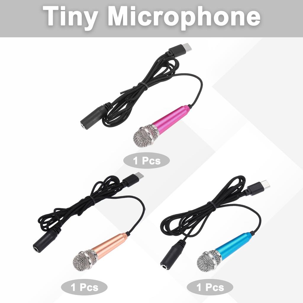 Uxcell Mini Microphone for Mobile for Phone Recording and Pack of 3 Phones, C-Type Microphone, Compact, Recording, Gold/Hot Pink/Blue,