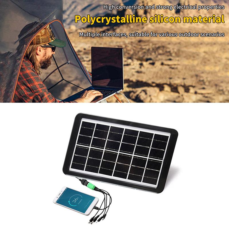 3W Multifunctional Solar Panel 6V Photovoltaic Panel Outdoor Mobile Phone Charger Emergency Power Supply For Iphone16 Huawei