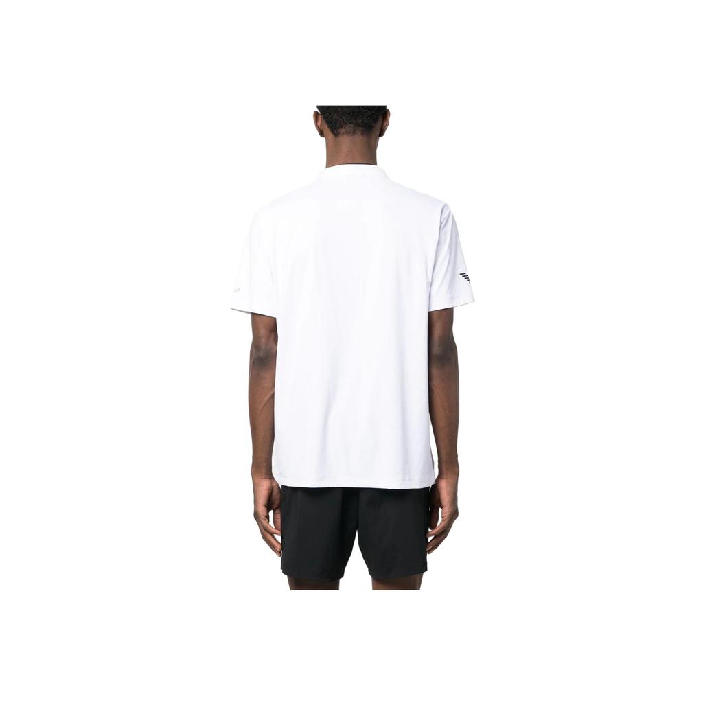 Emporio Armani EA7 SS23 Letter And Number Print Straight Fit Casual Short Sleeve Polo Shirt Men tops White 8NPT21-PJEMZ-01100