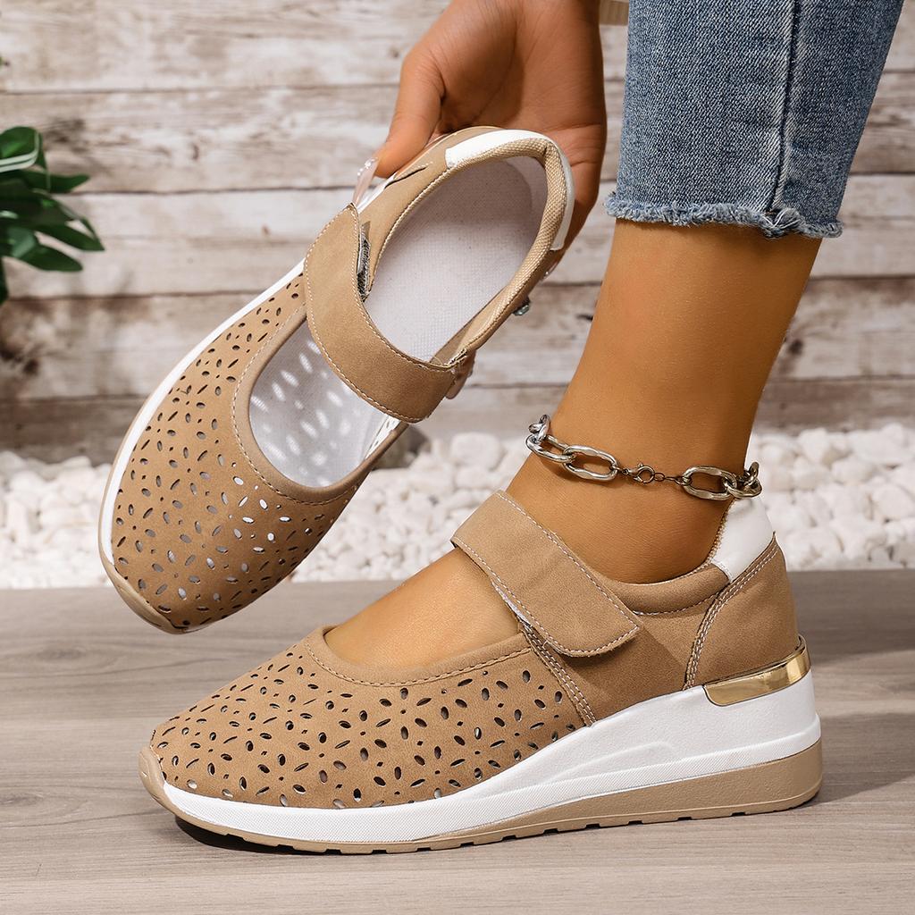 Fashion 2025 New Women Flat Sneakers Round-toe Shallow-mouth Platform Low-top Sneakers Women Hollow-out Breathable Single Shoes Women