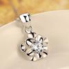 Solid Petal Flower Frame Prong Set Round Cubic Zirconia Pendant Clavicle Necklace
