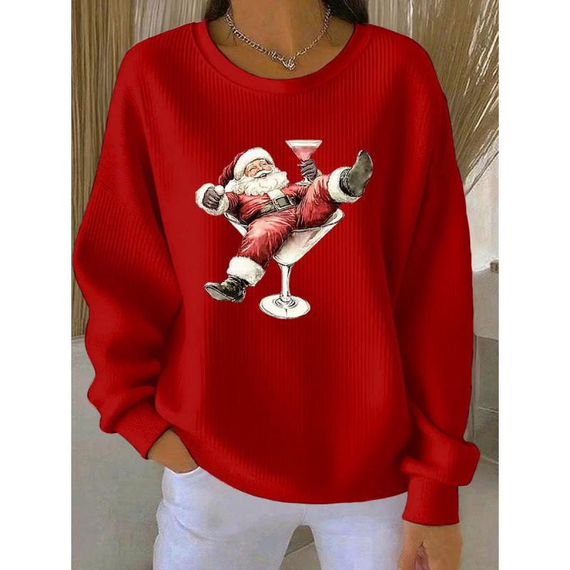 Christmas 3D Print Pullover Hoodie Womens Streetwear Loose Fit