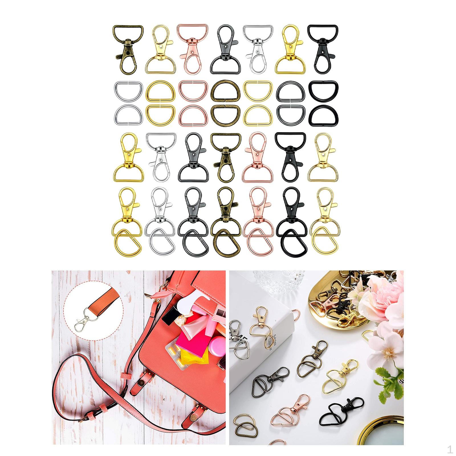 70Pcs Rotary Lobster Clasp Set Belt Key Chain with Sliding Buckle Keychain Clip Hooks D Rings