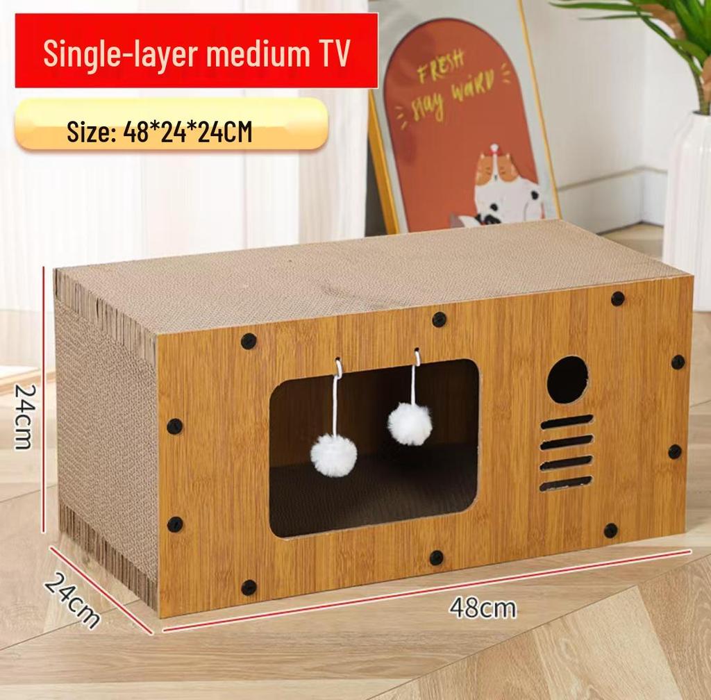 Durable Cat Tree with Scratching Post, Integrated Bed, and 11 Toys