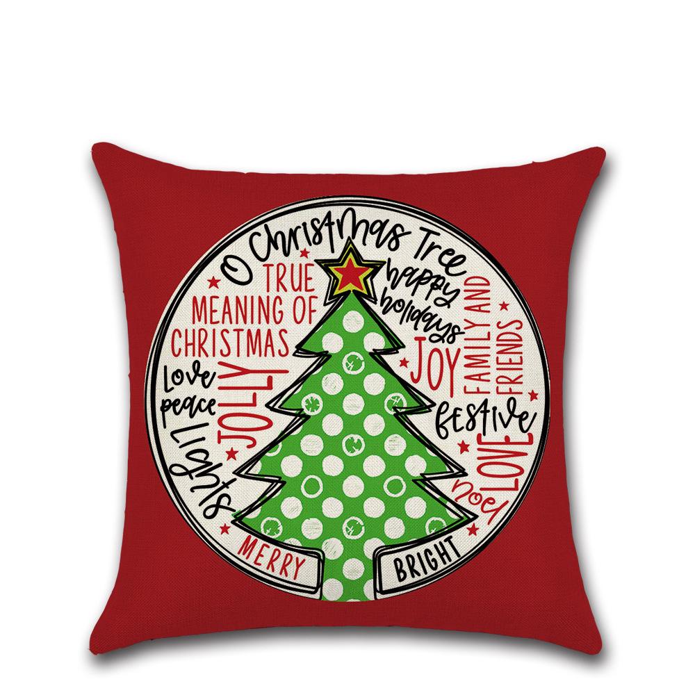 New Christmas Pillow Cover Elk Snowman Linen Sofa Pillow Household Products