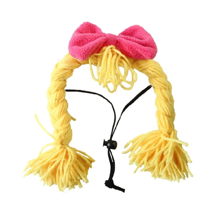 

Double Ponytail Hairpiece Charm Pet Hair Wigs Accessory Synthetic Fiber Cool Pet Wigs Photo Props жёлтый