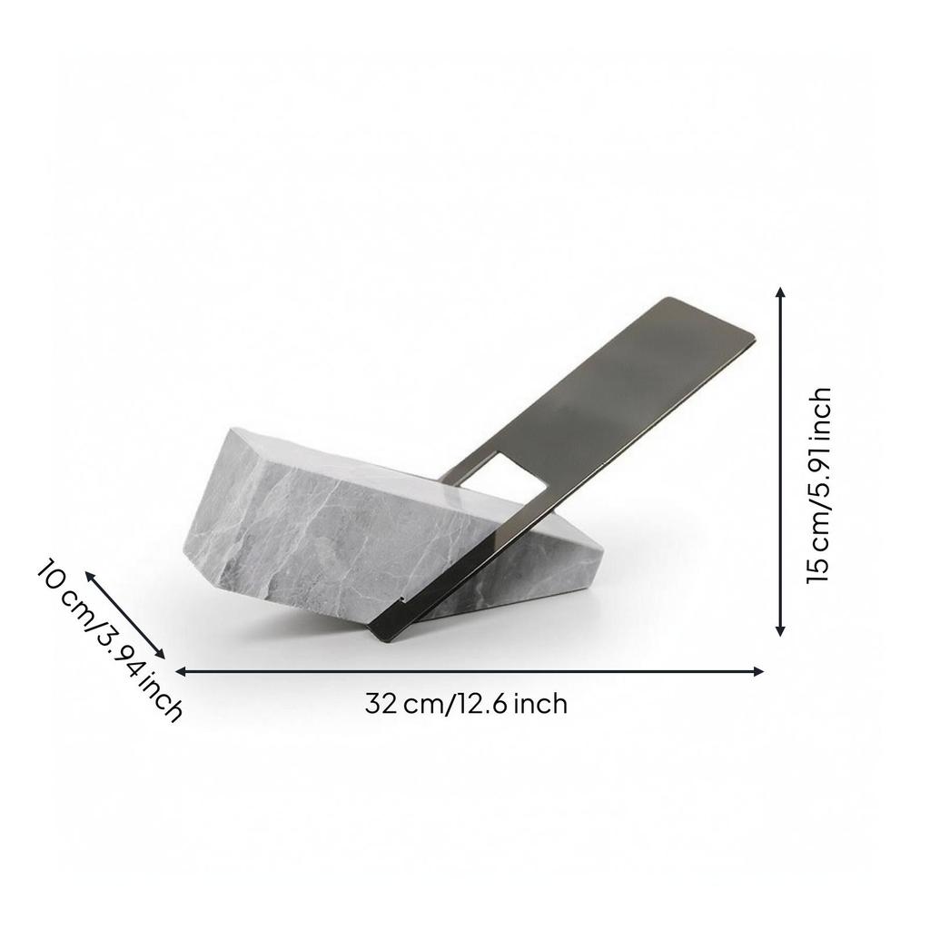 Tabletop Magazine Rack Stylish with Marble Base Geometric