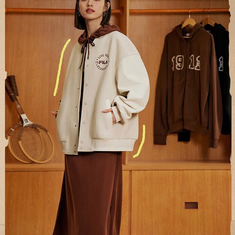 New FILA Baseball Jerseys Unisex Wheat Straw Beige F11U339701FBG