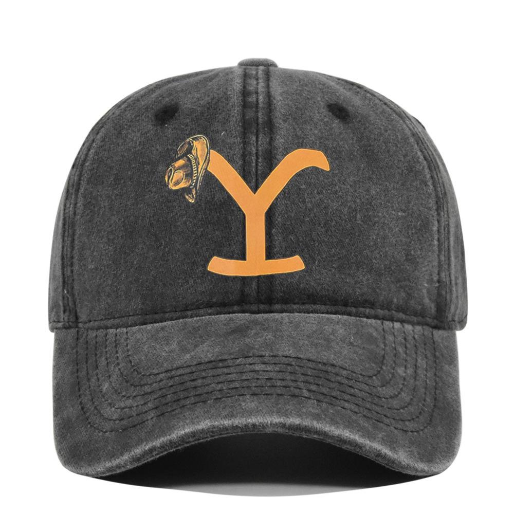 Cool Hat Women's Washed Yellowstone Baseball Cap Yellowstone Retro Peaked Cap Men's And Washed Distressed Sun Hat Adjustable Cm