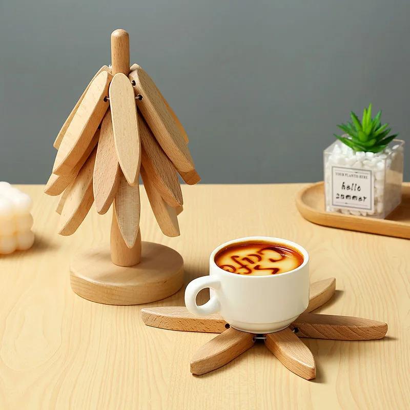 Tree Design Stand Wooden Trivets Decorative Anti Scald Heat Resistant Table Mat Coaster Wood Placemats Pot