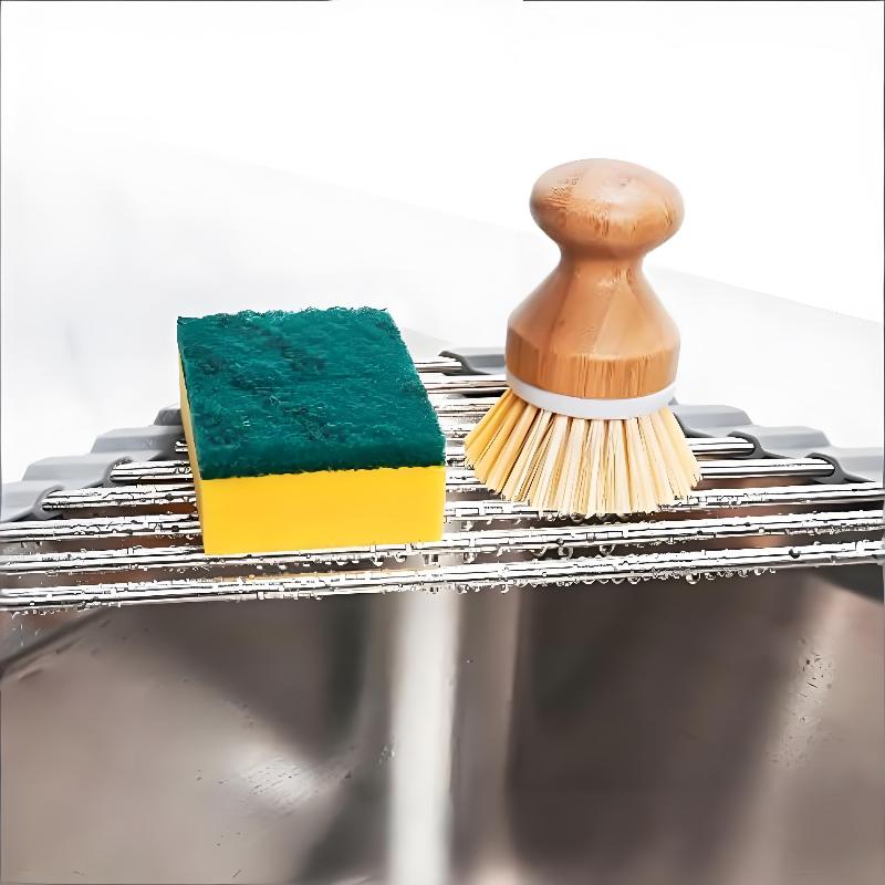 Roll Up Triangle Dish Drying Rack Kitchen Sink Organizer Corner Over The Sink Sponge Rag Holder Foldable Stainless Steel Drainer