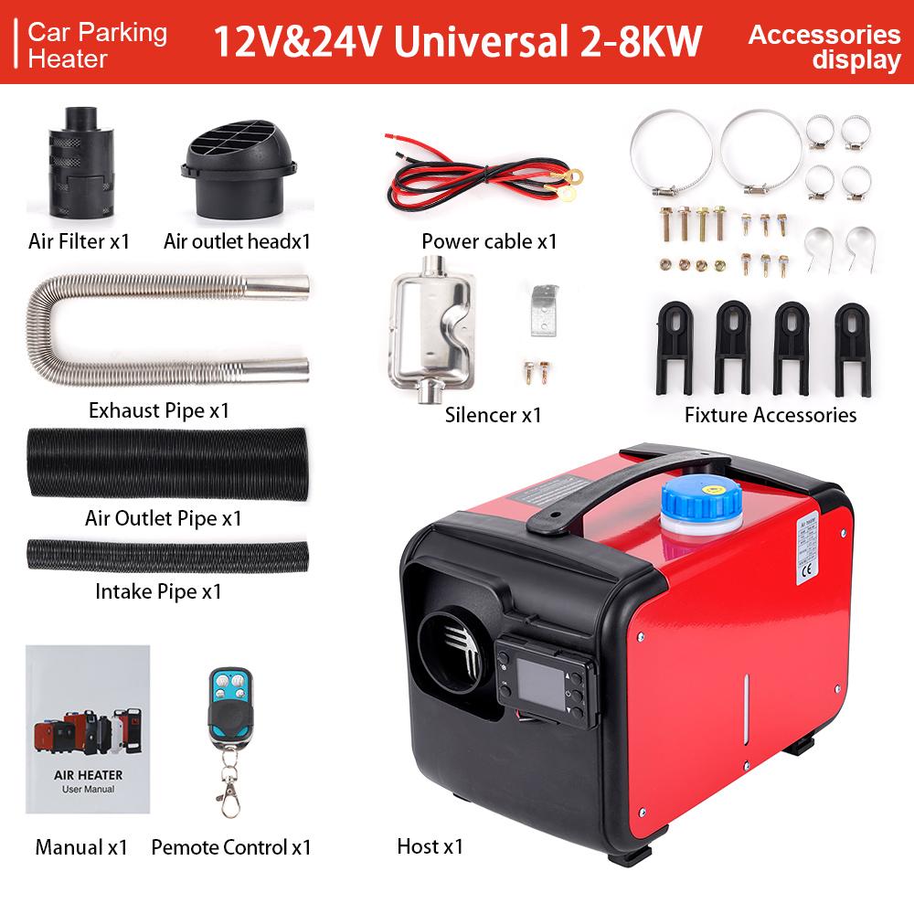 5-8KW 12/24V Air Diesel Heater Portable Noise Reduction LCD Monitor Parking Warmer For Car Truck Boat RV Parking Heater Heating