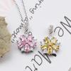 Buyee 925 Sterling Silver Flower Pendant Chain Pink Yellow Crystal Cherry Blossoms Pendant for Woman Fine Jewelry Chain