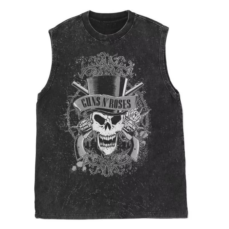

Літній Жилет Guns N Roses Американський Вінтажний Праний Старий Чоловічий Жіночий Вільний Ретро Тренд Безрукавка Майка 3XL