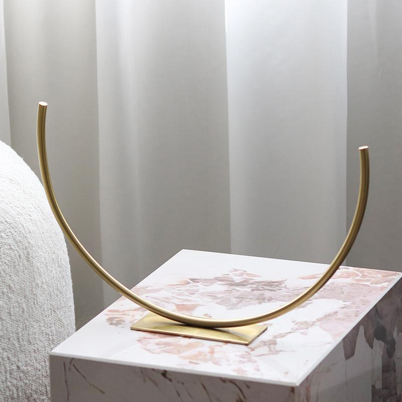 Nordic Italian Minimalist Semicircular Geometric Metal Handicraft Ornaments Light Luxury Model House Designer Soft Decorations