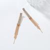Elegant Long Tassel Earrings With Rhinestone Accents Gold Black Zinc Alloy Geometric Statement Jewelry Women Evening Party