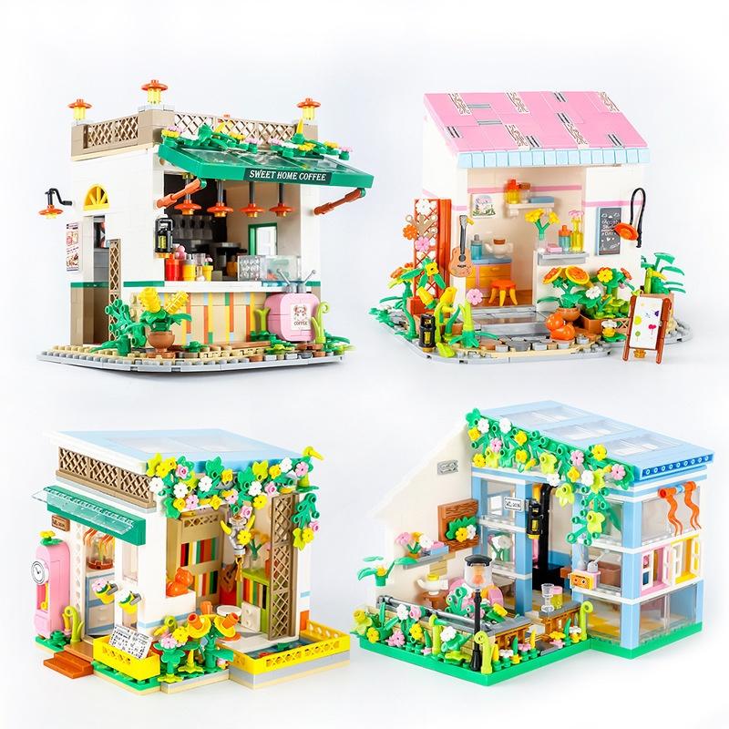 Cafe Street Scene Building Blocks For Girls Plastic Abs Material