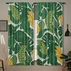 2pcs Palm Leaf Print Rod Pocket Curtains, Woven Polyester Pongee, Semi-Sheer Roller Embossed Drapes, Contemporary Style, Machine