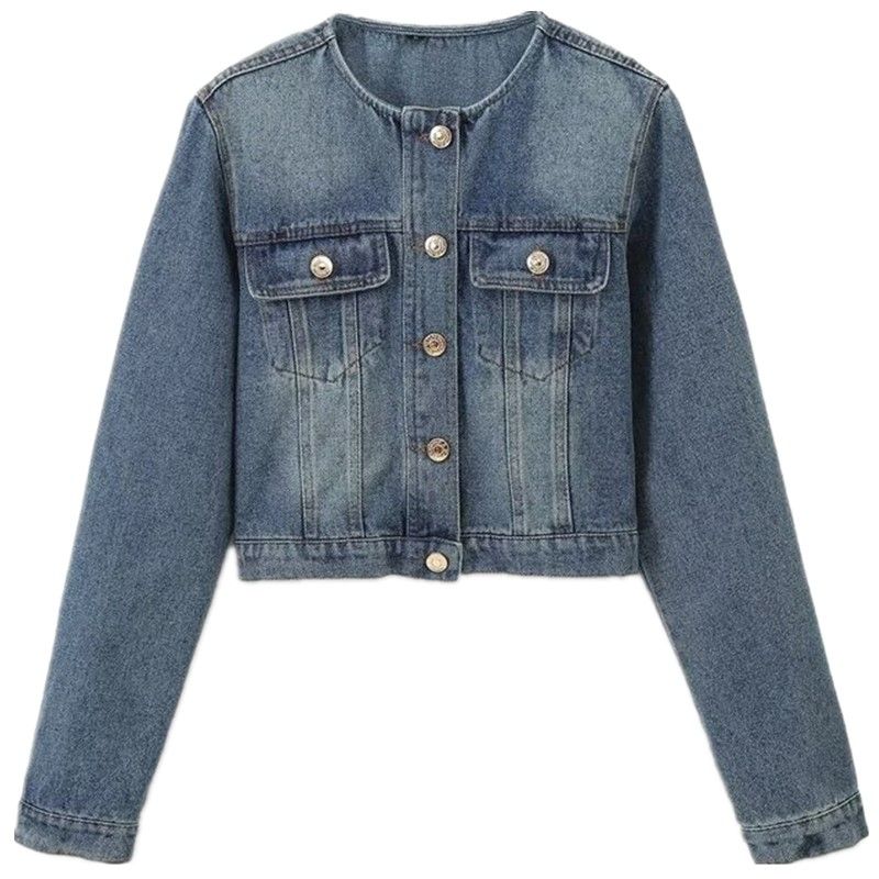 

Модный стиль 2024 Осень Новая женская одежда На все случаи жизни Короткий Деним Хлопок Куртка Пальто с длинным рукавом 6147166 Blue L