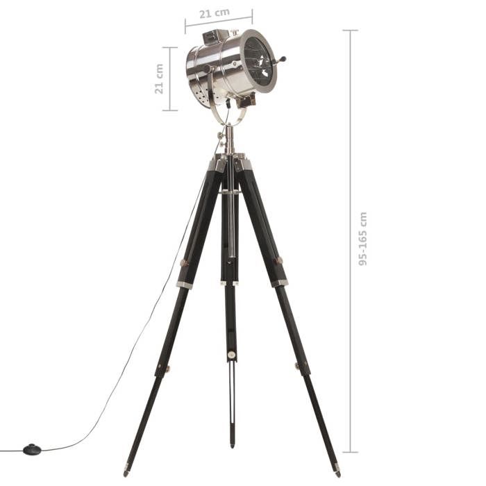 VidaXL Tripod Floor Lamp Standing Lamp Pedestal Lamp Adjustable Height Living Room Home Interior 165 Cm Mango Wood 286111