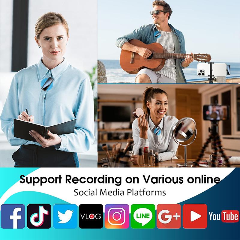 Wireless Lapel Microphone Lavalier Mic Noise Reduction Live Interview Mobile Phone Recording for iPhone Type C with Charging Box