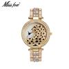 MISSFOX Women Quartz Watch Fashion Bling Casual Ladies Watch Female Quartz Gold Watch Crystal Diamond Leopard For Women Clock