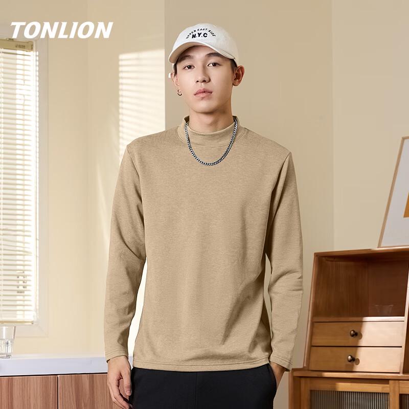 TonLion Men s Fleece-Lined Semi-High Collar Thermal T-Shirt XL