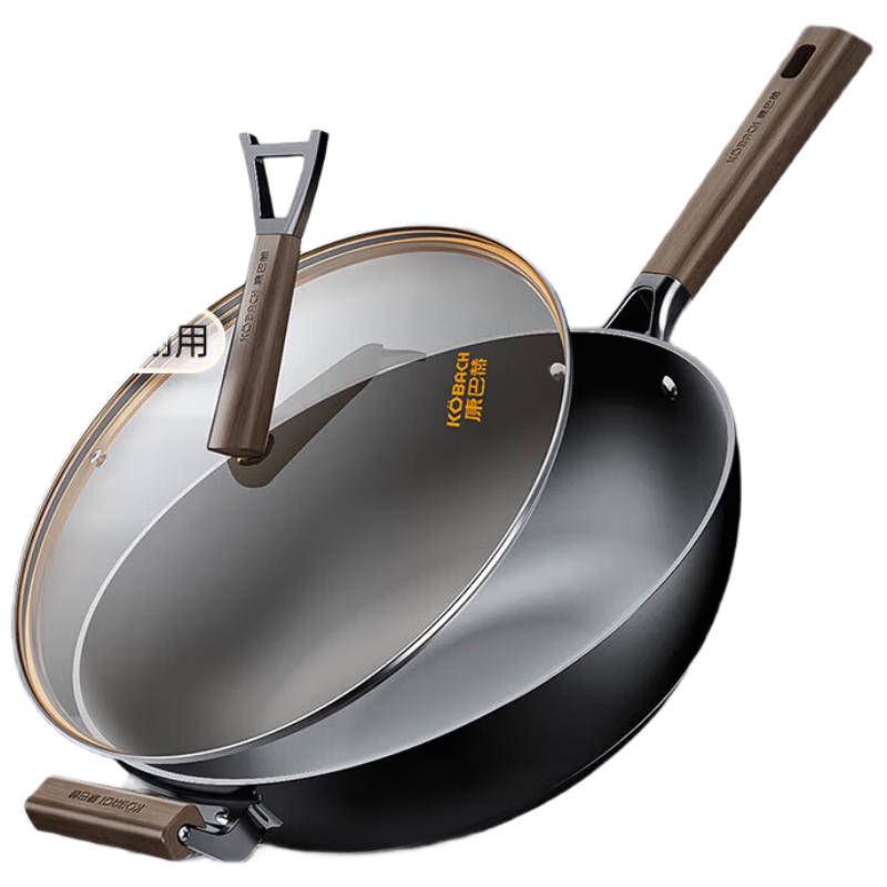 KOBACH 32cm Non-Coated Cast Iron Wok