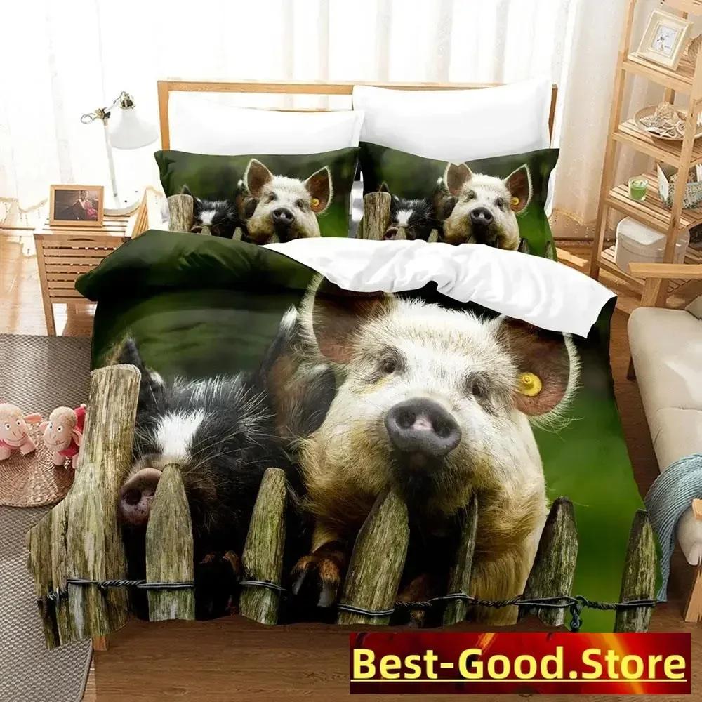 Pink Pig Bedding Set Single Twin Full Queen King Size Bed Set Aldult Kid Bedroom Duvetcover Sets Anime Parure De Lit Bed