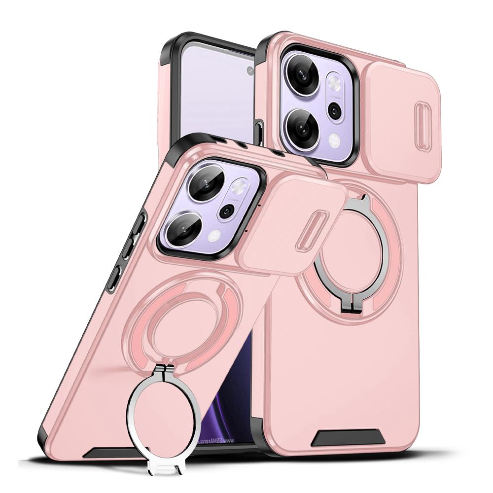 KEYSION 360° Ring Stand Phone Case for OPPO Reno14 Pro 5G Slide Camera Protection Magnetic Shockproof Cover for OPPO Reno14 F 5G