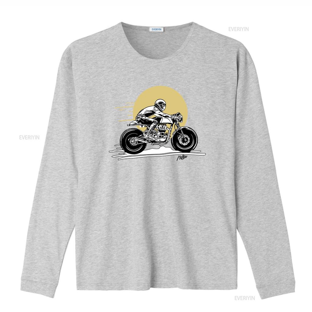 Stylish Mens Motorcycle Rider Print T Shirt In Black with Grey and Yellow Details Sizes S To 5XL Vintage Washed Versatile