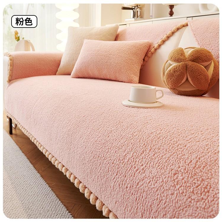 Non-Slip Leather Sofa Cover, Shearling Sofa Cushion, Thickened Fleece Seat Pad for Fall and Winter, Luxury-Style Cover Cloth