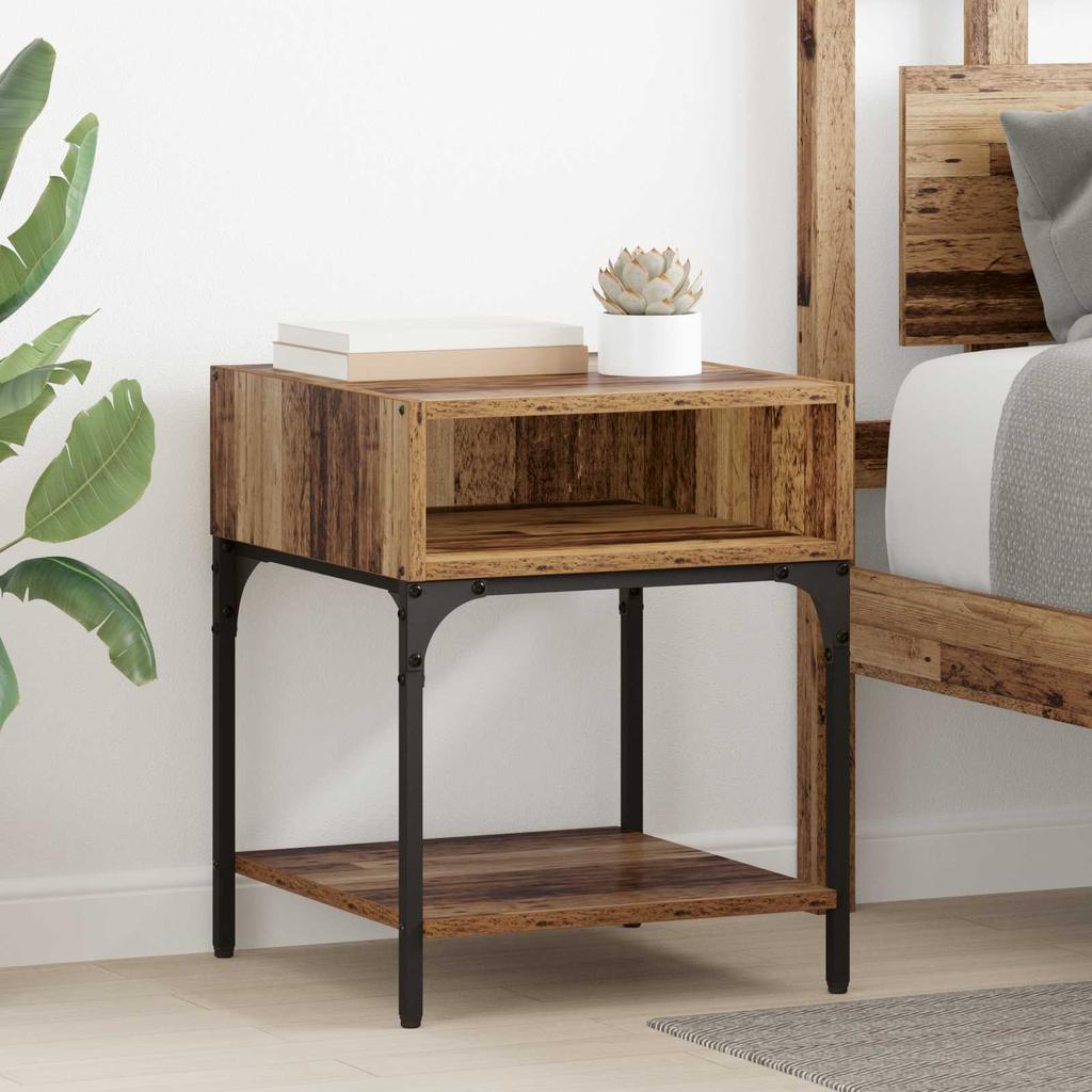 Nightstand Set of 2 Reclaimed Wood Look 40 x 40 x 50 cm Engineered Wood