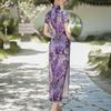2026 New Chinese Style Silk Cheongsam: Summer-Autumn Retro Long Dress, Slim Fit, Double Layer for Banquets & Performances