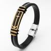 Fashion Cross Arrow Pattern Silicone Bracelet Couple Punk Stainless Steel Woven Bracelet Hip Hop Holiday Gift Party Accessories