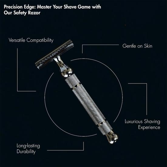 Pink Woolf Double Edge Safety Razor for Men CC87 (Close Comb), Shaving Razor Men Eliminates Nicks & Cuts, Anti Slip Grip ,Pack Of 1 (CHROME)