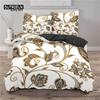 Golden Floral Bedding Set Queen Size Microfiber Bohemia Flowers Leaves 3D Print Duvet Cover For Kids Teens Adults Bedroom Decor