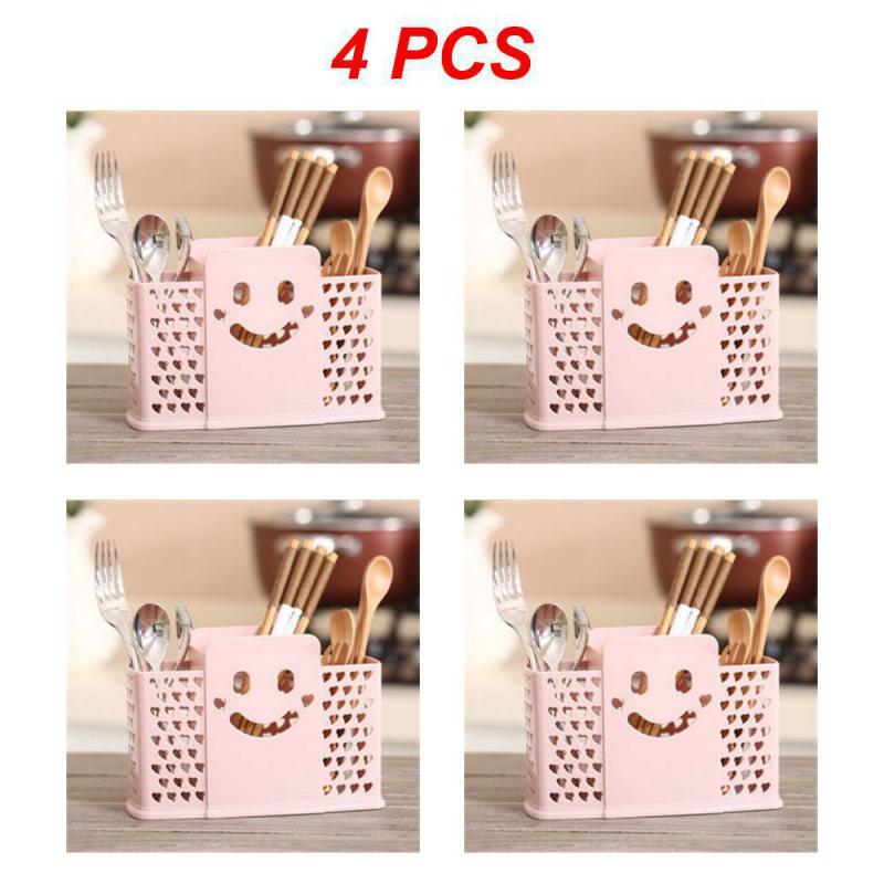 1/2/4PCS Kitchen Draining Rack Cage Cutlery Chopsticks Spoon Holder Storage Box Plastic