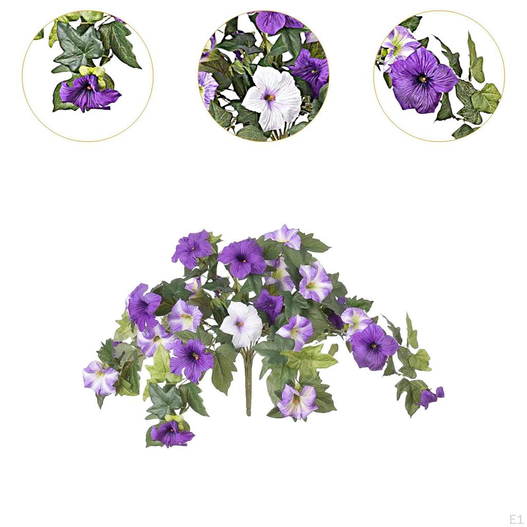 Artificial Morning Glory Flowers Fake Plant Faux Floral Silk Flower with Stem for Farmhouse Grave