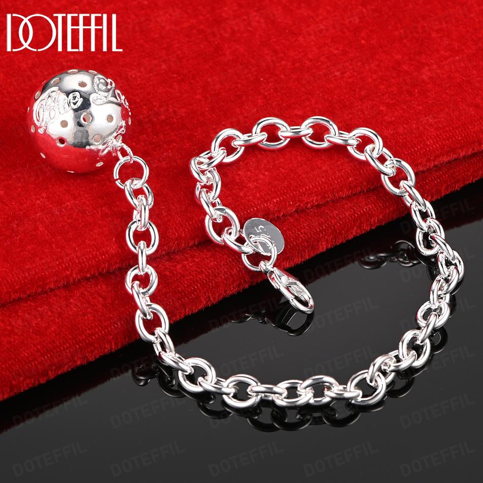 925 Sterling Silver Bead Pendant Bracelet Wedding Jewelry