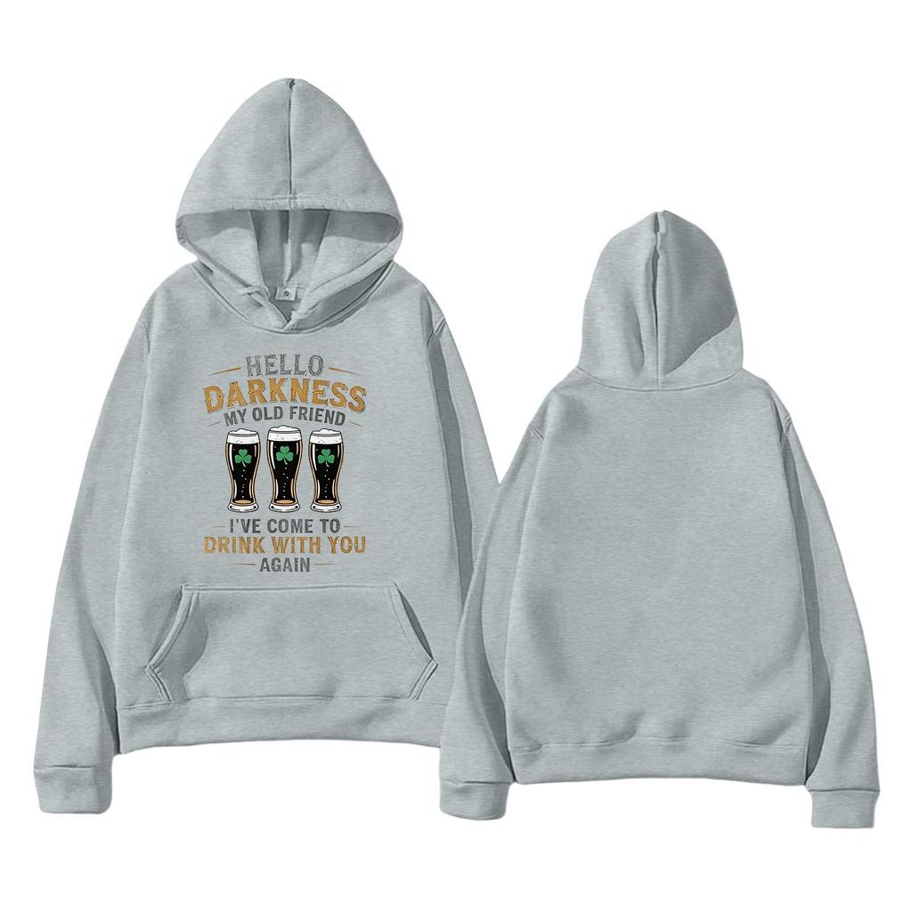 קפוצון קל משקל אופנתי יוניסקס עם שרוולים ארוכים וכיסים, מודפס