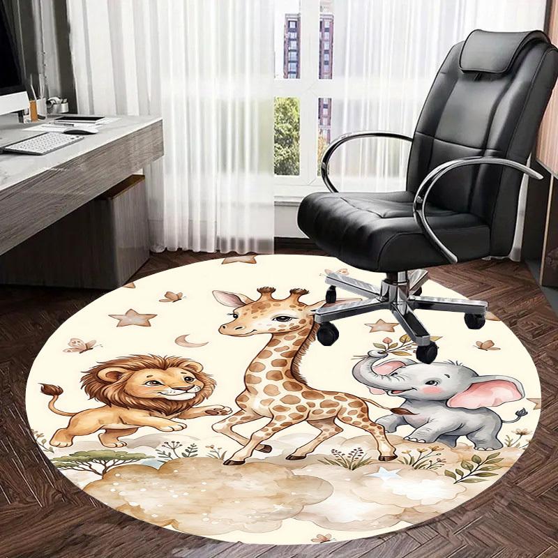 1PC Giraffe Elephant Non-Slip Floor Round carpet, Office, family, bedroom, Large Area Rug Indoor Rugs, Vibrant Colors-Z0497