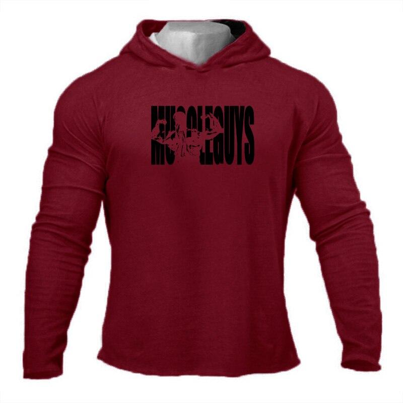 Muscleguys   Men's Autumn Hooded Sweater Fashion Color Selection Thin Coat Fitness Sports T-shirt Casual  Cotton Tops